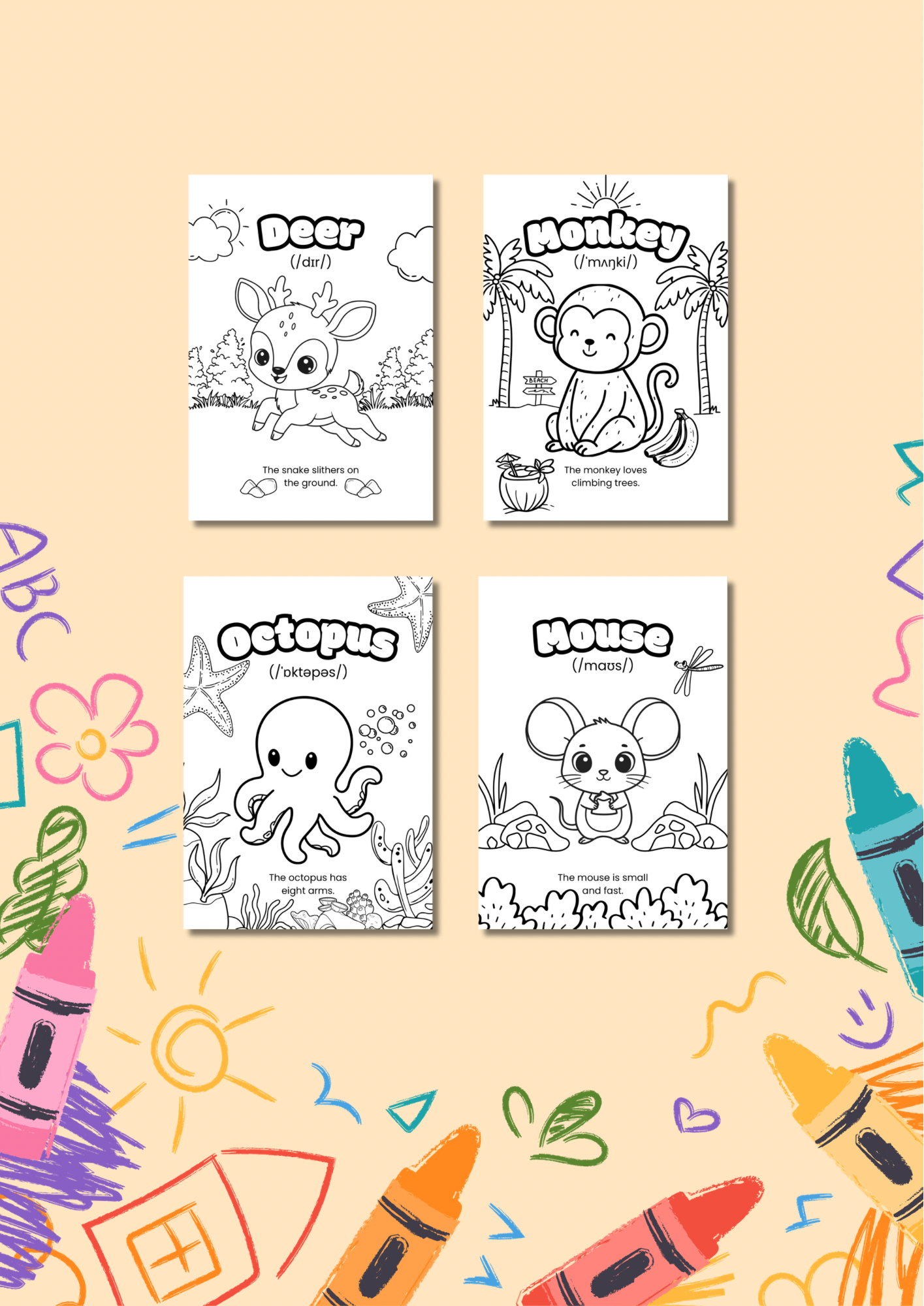 Coloring Book Animals (English version)